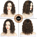 Stamped Glorious Wavy Short Wig Middle Part Shoulder Length Short Wavy Bob Wigs for Women Synthetic Natural Looking Heat Resistant Fiber Hair (Black Mixed Brown) Stamped Glorious Store