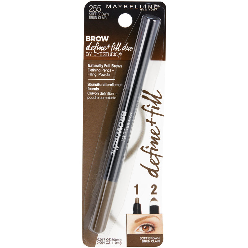 Maybelline Brow Define and Fill Duo 2-in-1 Defining Pencil with Filling Powder, Soft Brown, 0.021 Ounce Maybelline New York