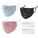 Sparkly Mesh Face Mask Reusable Face Bandanas Decorative Halloween Nightclub Costume Party Masks for Women (#Black + #Dark Pink + #Blue)