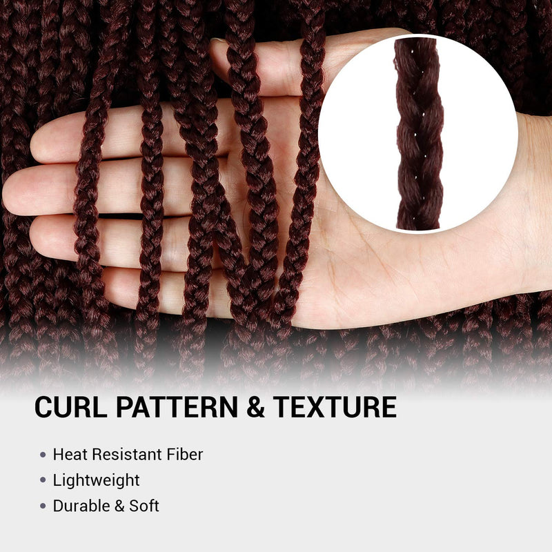 12 Inch AU-THEN-TIC Box Braid Crochet Hair Crochet Box Braids Hair Mambo Twist Braiding Pre-Stretched Pre Looped Hair Extensions (12 Inch (Pack of 8), 99J (Black Burgundy)) AU-THEN-TIC