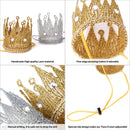 Qishare Baby Photo Prop Crown Elastic Headbands, 2Pcs Princess Tiara Crown Birthday Hat for Baby Boy Girl, Party Hat for Women (Gold+Silver) Qishare