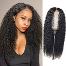 BLY Kinky Curly Lace Front Wigs for Black Women Human Hair Pre Plucked Knots Bleached 4x4 Lace Closure Wig Deep Curly Hair 150% Density 1B Black Color 26 Inch BLY