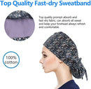 QBA Adjustable Working Cap with Button Long Hair, Sweatband Cotton Ponytail Holder, Tie Back Hats for Women & Men, One Size QBA