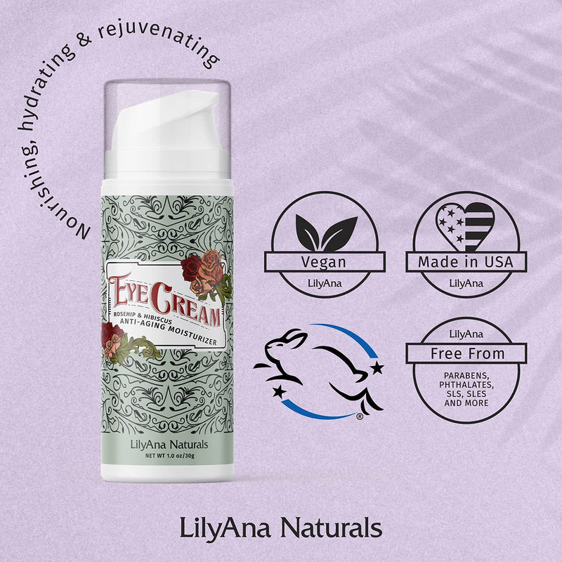 LilyAna Naturals Eye Cream - Made in USA, Eye Cream for Dark Circles and Puffiness, Under Eye Cream, Anti Aging Eye Cream - 1 oz (1-pack) LilyAna Naturals