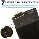 GOO GOO Wire Hair Extensions Dark Brown, 95g 16 Inch Straight Hair Extensions Human Hair Layered Hair Pieces with Invisible Fish Line Wire Hair Extensions for Women GOO GOO