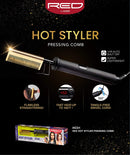 Red by Kiss Hot Styler Pressing Comb, 1 HR Auto Shut Off, Lightweight, Heat-Up to 450â Red by Kiss