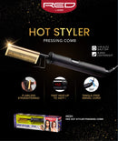 Red by Kiss Hot Styler Pressing Comb, 1 HR Auto Shut Off, Lightweight, Heat-Up to 450℉ (Straight) Red by Kiss