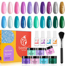 Beetles 20 Colors Mermaid Collection Nail Dip Powder with 4 Dip Liquids Essential Tools Purple Green Glitter Dipping Powder Nail Art Set,No LED Nail Lamp Needed beetles Gel Polish