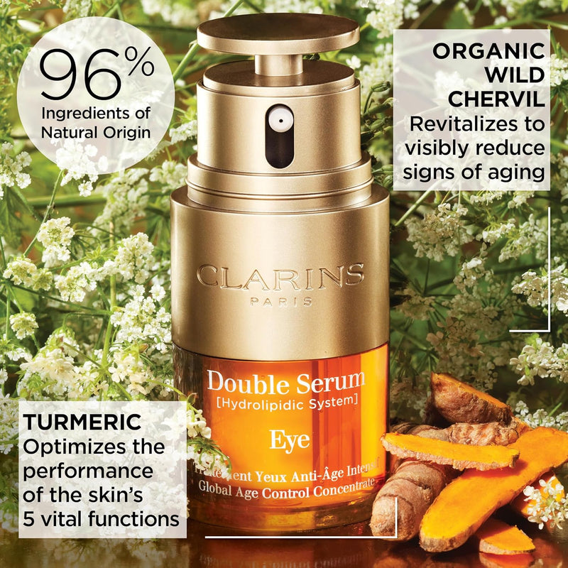Clarins DOUBLE SERUM EYE | Anti-Aging Eye Treatment | Visibly Smoothes, Firms, Hydrates and Revitalizes For More Youthful-Looking Eyes In Just 7 Days* | 13 Plant Extracts, Including Turmeric | 0.6 Oz Infinity Warehouse