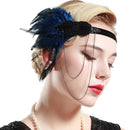 BABEYOND 1920s Flapper Headband Roaring 20s Great Gatsby Headpiece Beaded Feather Headband 1920s Flapper Gatsby Hair Accessories Blue BABEYOND