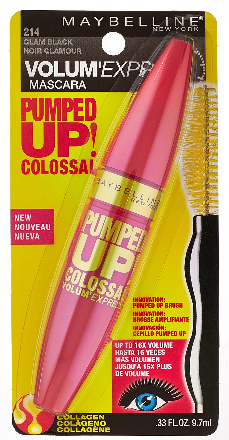 Maybelline New York Volum' Express Pumped Up Colossal Mascara, Washable Glam Black, 0.33 Fl Oz Maybelline New York