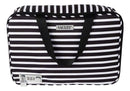 Vaultz Locking Travel Case for Cosmetics Storage, Black White Stripe (VZ03757) Vaultz