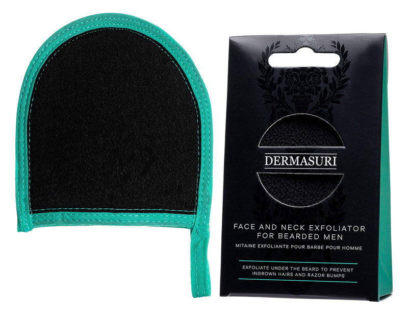 Dermasuri Beard Scrub and Body Scrub Mitt for Deep Exfoliation - Part of a Skincare Kit for Bearded Men - Cleanse Skin & Brush Away Ingrown Beard Hair - Shaving and Grooming Accessories for Men Dermasuri