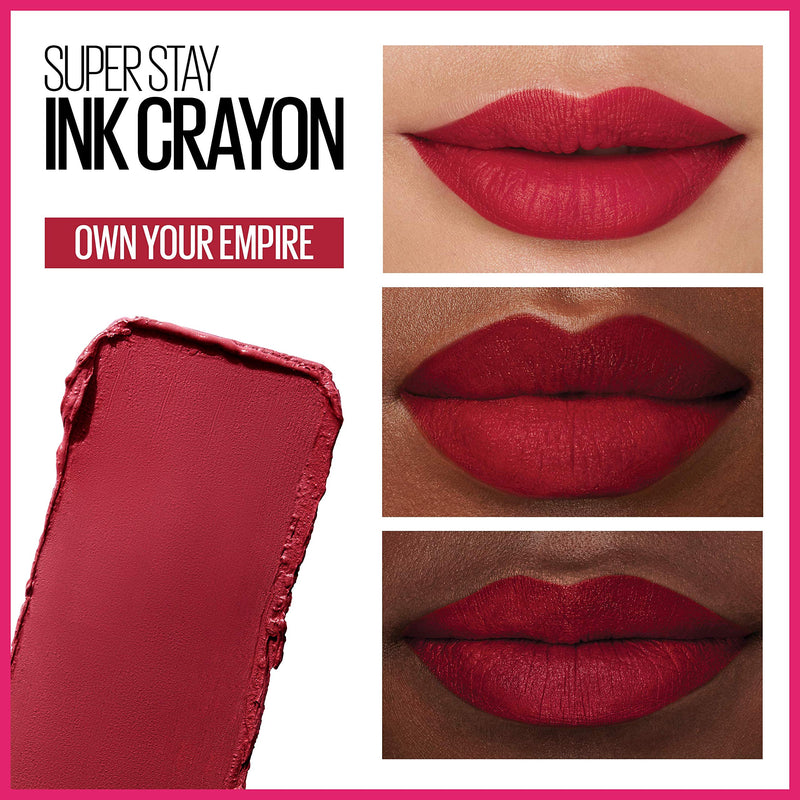 Maybelline SuperStay Ink Crayon Matte Longwear Lipstick With Built-in Sharpener, Own Your Empire, 0.04 Ounce Maybelline New York