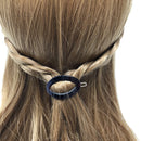 Parcelona French Eggie Oval Shell Black Mini Celluloid Acetate Side Slide Barrette Snap on Hair Clips - 4 Pieces Parcelona