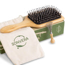 Boar Bristle Hair Brush Men Detangling Hair Brushes for Women Mens Paddle Brush Bamboo Wooden Bore Natural Hairbrush for Shine Soft Fine Hair Reduce Frizz Dry Improve Hair Texture Sonvera