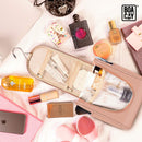Premium Small Hanging Travel Toiletry Bag for Women and Men, Hygiene Bag, Bathroom and Shower Organizer Kit with Elastic Band Holders for Toiletries, Cosmetics, Makeup, Brushes (Small) BOACAY