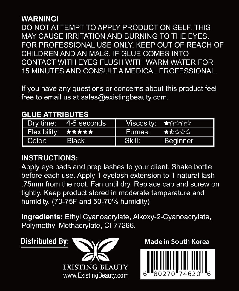 Existing Beauty Lashes Sensitive Eyelash Extension Glue Premium Lash Glue For and Beginners For Individual Lash Extensions: Drys in 4-6s with 3-4 Week Retention 5ml LOW FUME Existing Beauty