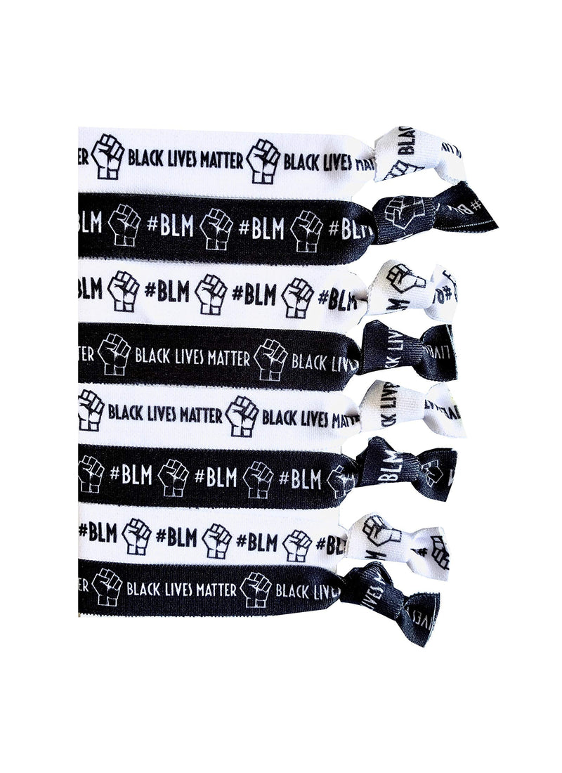 8 Piece Black Lives Matter Hair Tie Accessories - BLM - Equality - BLM Pride Bracelet Wristbands Supplies Sportigift