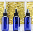 4oz Blue PLASTIC Fine Mist Spray Bottles (12-Pack w/ Black Sprayers); BPA-Free Plastic Spritzer Bottles, Labels Included; PET