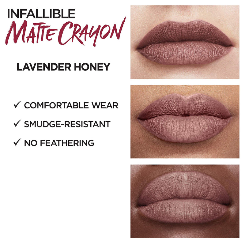 L'Oreal Paris Infallible Matte Lip Crayon, Lavender Honey (Packaging May Vary) L'Oreal Paris