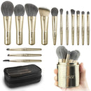 Jilier Travel Makeup Brush Set, 14 pcs Mini Makeup Brushes for Foundation, Powder, Eyeshadow, Highlight, Contour, Blush & Concealer, Small Makeup Brush Set Purse Size with Case Infinity Warehouse