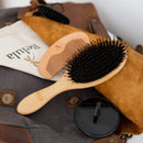 Premium Boar Bristle Hair Brush for Men Set.Styling Mens' Hair Brush with Nylon Pins. Boar Bristle Brush, 2 x Palm Brush, Wooden Comb & Travel Bag Included. Belula