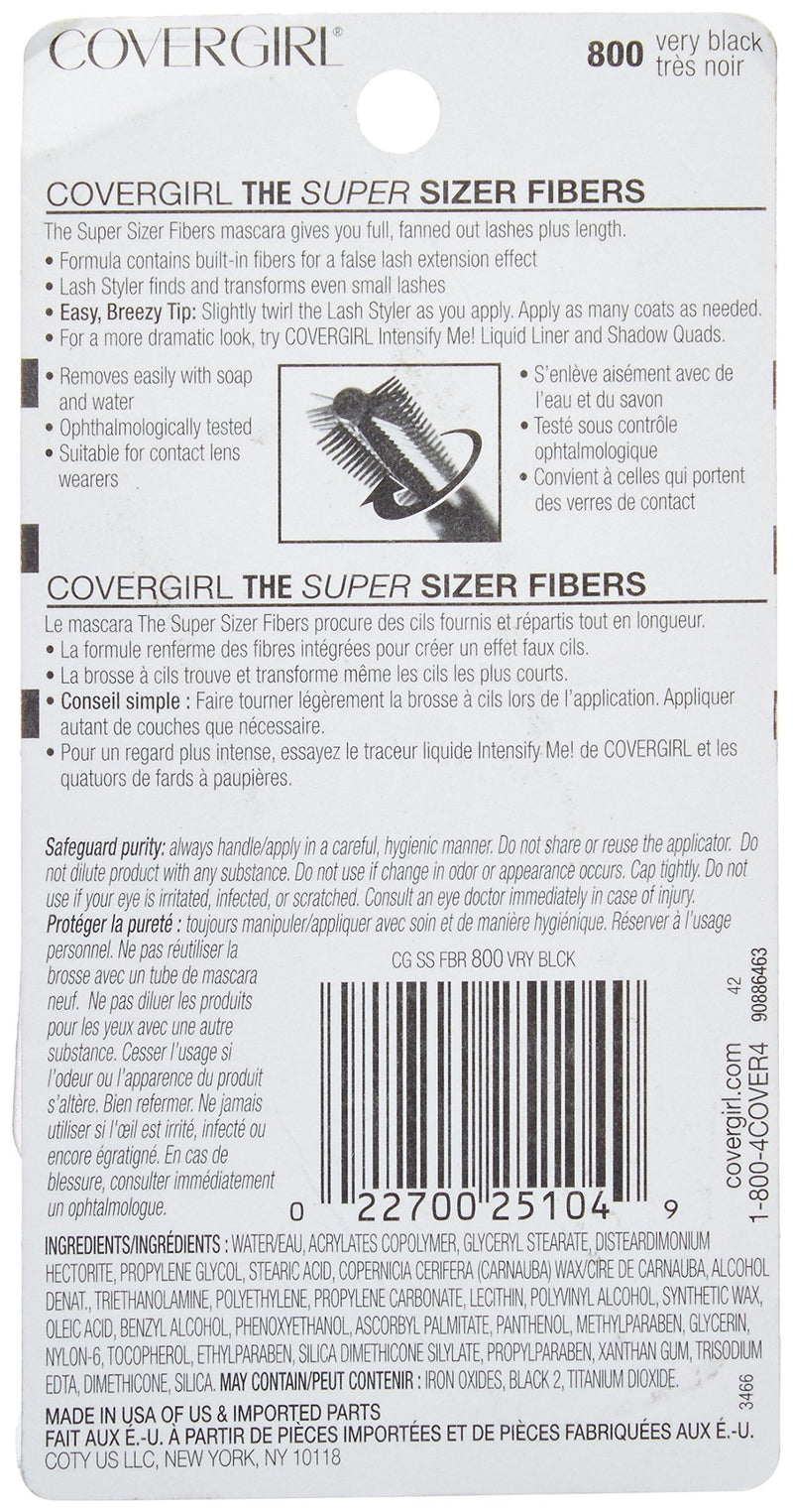 COVERGIRL The Super Sizer Fibers Mascara, Very Black 800 - 0.4 Oz COVERGIRL