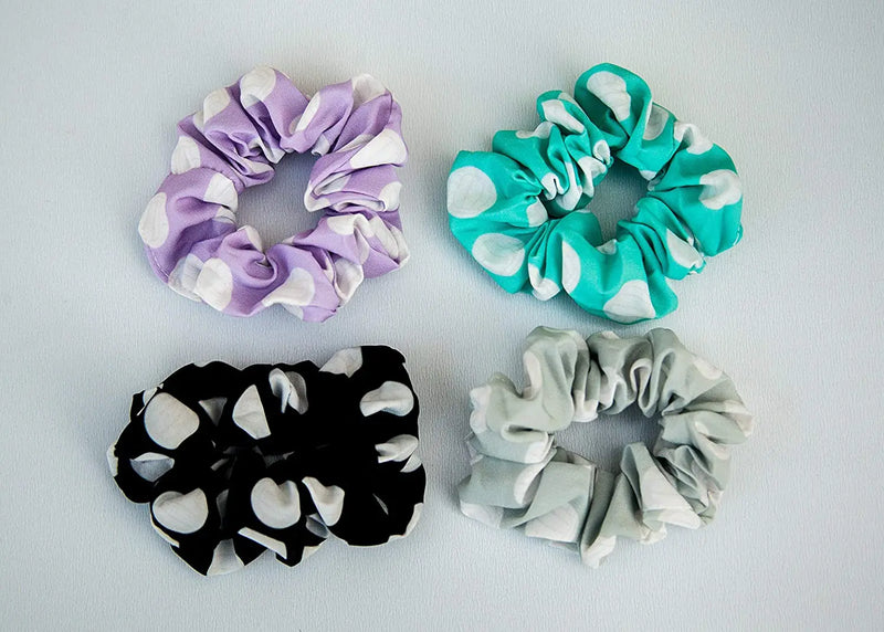 Happie Hare Scrunchies - Cotton Rounds Elastic Hair Bands - Scrunchy Hair Ties - Girls Hair Accessories - Gifts for Women (4 Pack, Volleyball Sport Scrunchie) Happie Hare Store