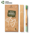 Greenzla Kids Bamboo Toothbrushes (6 Pack) | BPA Free Soft Bristles Toothbrushes | Eco-Friendly, Natural Bamboo Toothbrush Set | Biodegradable, Compostable & Organic Charcoal Wooden toothbrushes GREENZLA