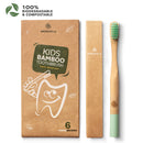 Greenzla Kids Bamboo Toothbrushes (6 Pack) | BPA Free Soft Bristles Toothbrushes | Eco-Friendly, Natural Bamboo Toothbrush Set | Biodegradable, Compostable & Organic Charcoal Wooden toothbrushes GREENZLA