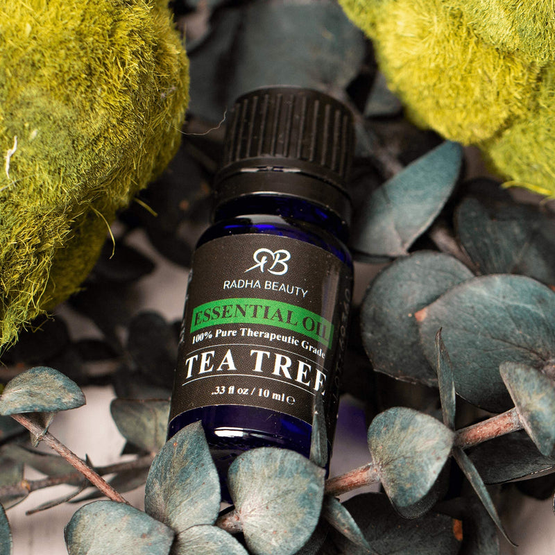 New Radha Beauty Tea Tree Essential Oil 10ml. - 100% Pure & Natural Premium Melaleuca Therapeutic Grade - Great with Soaps, Shampoo, Body Wash, Aromatherapy Radha Beauty
