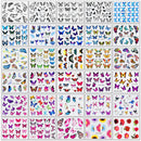 EAONE 60 Sheets Nail Art Stickers Self-Adhesive Nail Decals Water Transfer Butterfly Nail Tattoos Flowers and Leaf Nail Art Foils with Nail Gems Tweezers and Scissors for Women Girls DIY Nail Art EAONE