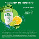 hello Deodorant With Shea Butter for Women + Men, 24 Hour Odor Protection - Sweet Coconut, Fresh Citrus, and Clean + Fresh, No Aluminum, + No Baking Soda, Vegan & Parabens Free, 2.6oz, 3 count hello