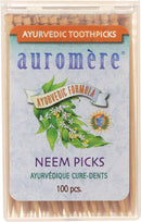 Auromere Ayurvedic Neem Toothpicks - Vegan, Natural, Non GMO, Made from Birchwood (100 Count) (1 Pack) Auromere