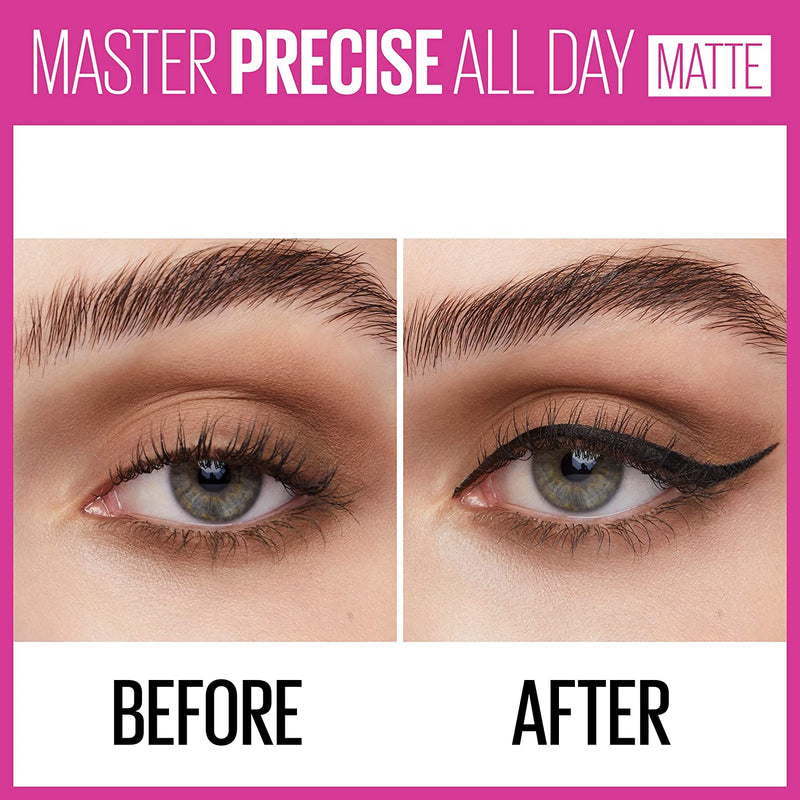Maybelline New York Eyestudio Master Precise All Day Liquid Eyeliner Makeup, Matte Black, 0.034 Fl Oz Maybelline New York