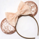 CLGIFT Beige Minnie Ears, Ivory Cream Minnie Ears, Silver White Minnie Ears, Mouse Ears,Classic Silver Mickey Ears (Rose Gold) CLGIFT