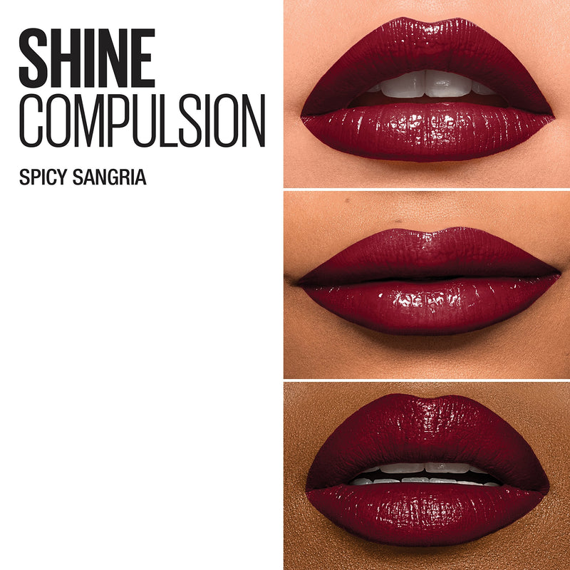 Maybelline New York Color Sensational Shine Compulsion Lipstick Makeup, Spicy Sangria, 0.1 Ounce Maybelline New York
