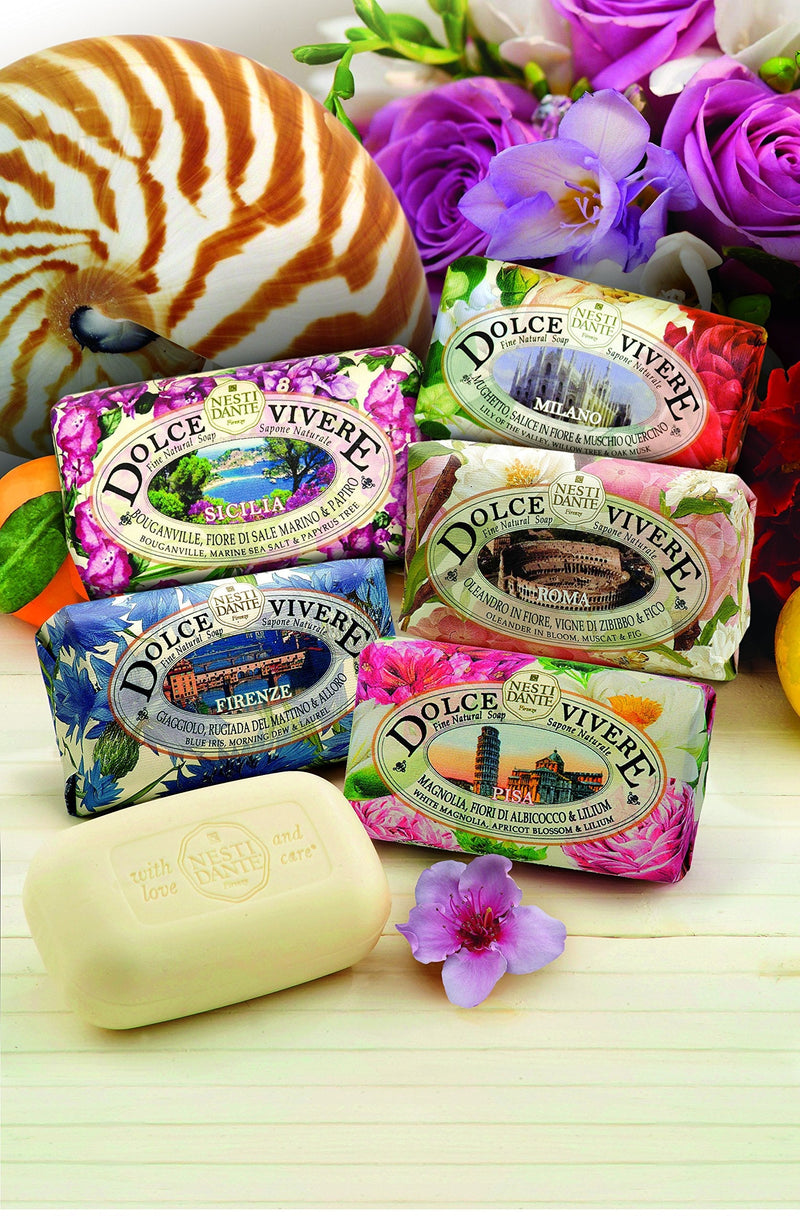 Dolce Vivere Milano Lily Of The Valley, Willow Tree & Oak Musk Fine Natural Soap Bar, 250 g Nesti Dante