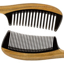 Onedor Extra Length Handmade 100% Natural Green Sandalwood With Buffalo Horn Wide tooth and Fine Tooth Hair Combs - Anti-Static Sandalwood Scent Natural Hair Detangler Wooden Combs for Women (Wide & Fine Tooth Combs) Onedor