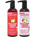 PURA D'OR Apple Cider Vinegar Thin2Thick Set (2 x 16oz) ACV Shampoo & Conditioner, Clarifying, Detox Biotin, Keratin, Caffeine, Castor Oil, All Hair Type, Men/Women (Packaging may vary), Red, (84059) PURA D'OR