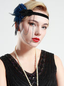 BABEYOND 1920s Flapper Headband Roaring 20s Great Gatsby Headpiece Beaded Feather Headband 1920s Flapper Gatsby Hair Accessories Blue BABEYOND