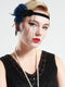 BABEYOND 1920s Flapper Headband Roaring 20s Great Gatsby Headpiece Beaded Feather Headband 1920s Flapper Gatsby Hair Accessories Blue BABEYOND