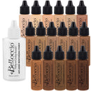 Belloccio Master Set Of All 17 Foundation Shades of Belloccio's Professional Cosmetic Airbrush Makeup, 1/2 oz. Bottles plus a 2 oz. Moisturizing Primer Infinity Warehouse