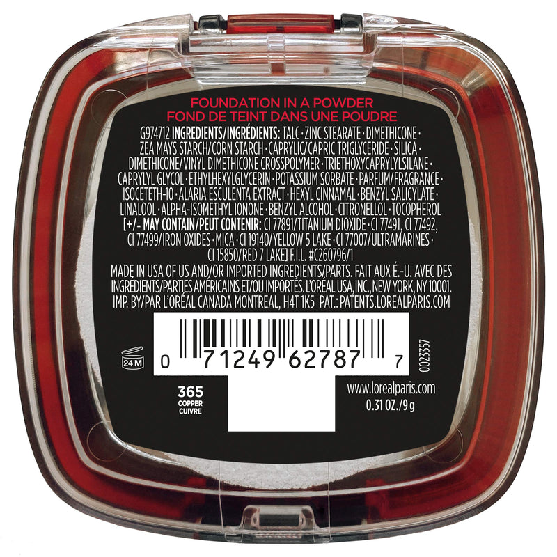 L'Oreal Paris Infallible Fresh Wear Foundation in a Powder Up to 24H Wear oz, 365 Copper, 0.31 Fl Oz L'Oreal Paris