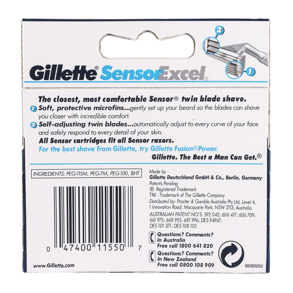 Gillette Sensor Excel Men's Razor Blade Refills, 5 Count, Mens ...