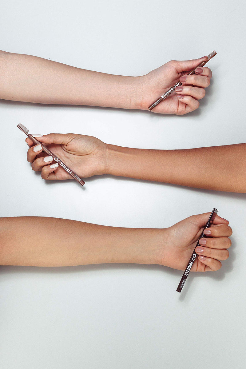 Eternal Automatic Water Resistant Eyebrow Liner Set with Shaping Comb – Long Lasting, Professional and High Precision Brow Definer with No Sharpening, Retractable Twist Up Mechanism (3 Pack) Eternal