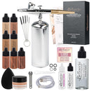 Belloccio Complete Cordless Handheld Airbrush Cosmetic Makeup System with 5 Dark Foundation Shades, Professional 18-Piece Kit, Moisturizing Primer, Blush, Bronzer, Highlighter, Concealer, User Guide Infinity Warehouse