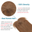 S-noilite Clip In Mono Topper with Bangs 100% Real Human Hair Crown Toppers with Wispy Bangs 10 Inch 32g Light Brown Top Hairpiece For Women with Thinning Hair/Gray Hair/Short Hair/Hair Loss
