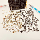 DUPOINT 200 Pc Champagne color And Black Mixed Flat Specialshaped Diamond Nail Art Rhinestones Diamonds Crystals Beads Pendants Multi Style for 3D Transparent iridescence Gems Set, Red,Yellow,Blue DUPOINT